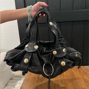 Gustto Baca Large Handbag Black Caramel with Gold hardware